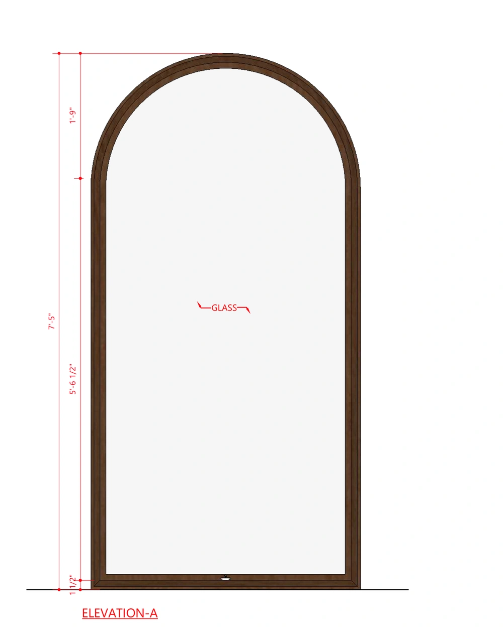 Rue Cafe working drawing showing the arch and wall elevation
